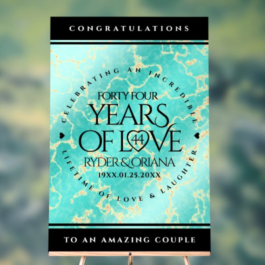 44エレガントターコイズ結婚記念日 アクリルサイン (ニュートラル)