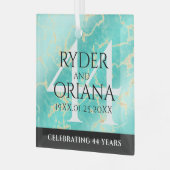 44エレガントターコイズ結婚記念日 ガラスオーナメント (正面左)