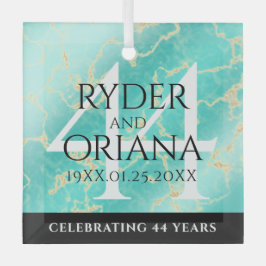 44エレガントターコイズ結婚記念日 ガラスオーナメント