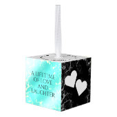 44エレガントターコイズ結婚記念日 キューブオーナメント (裏面アングル)