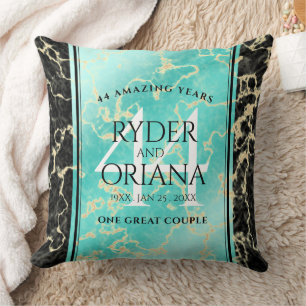 44エレガントターコイズ結婚記念日 クッション