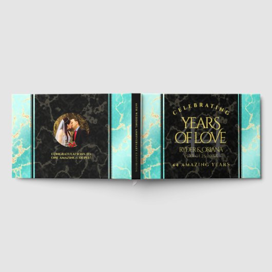44エレガントターコイズ結婚記念日 ゲストブック (全面)