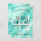 44エレガントターコイズ結婚記念日 サンキューカード (正面/裏面)