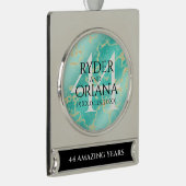 44エレガントターコイズ結婚記念日 シルバープレートバナーオーナメント (右)