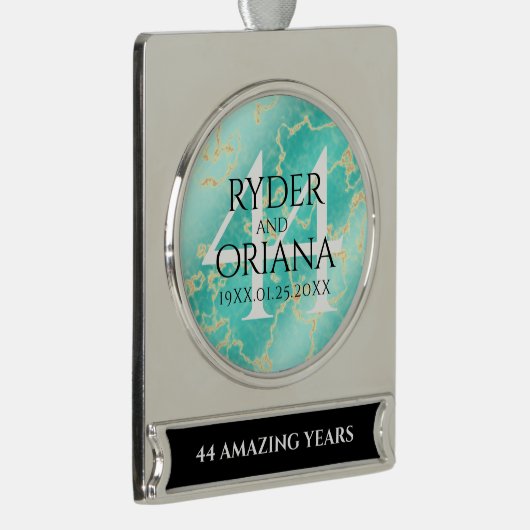 44エレガントターコイズ結婚記念日 シルバープレートバナーオーナメント (右)