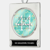 44エレガントターコイズ結婚記念日 シルバープレートバナーオーナメント (左)