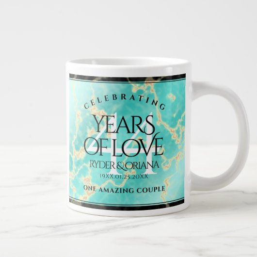 44エレガントターコイズ結婚記念日 ジャンボコーヒーマグカップ (右)
