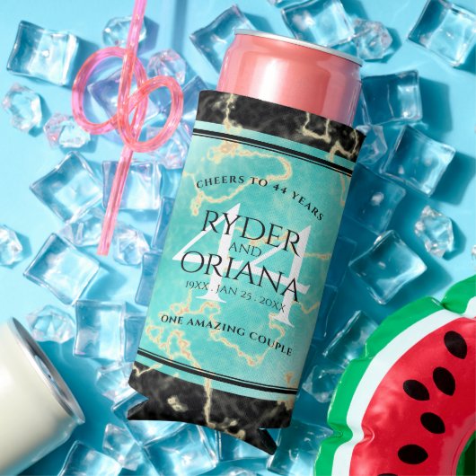 44エレガントターコイズ結婚記念日 スリム缶クーラー (インサイチュ 夏)