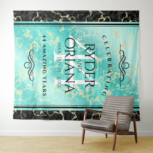 44エレガントターコイズ結婚記念日 タペストリー (インサイチュ(横))