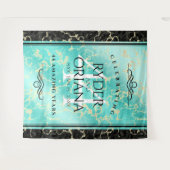 44エレガントターコイズ結婚記念日 タペストリー (正面(横))