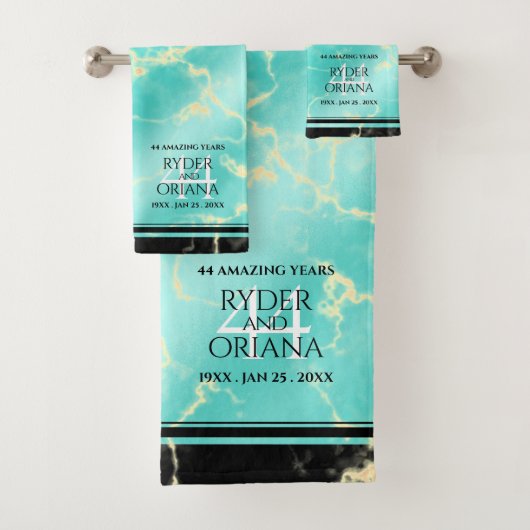 44エレガントターコイズ結婚記念日 バスタオルセット (インサイチュ)
