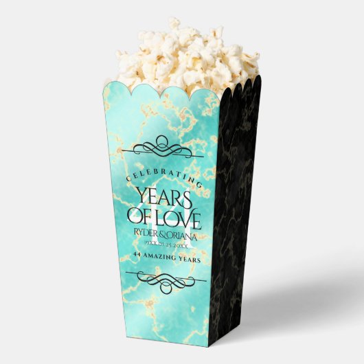 44エレガントターコイズ結婚記念日 フェイバーボックス (はじけた状態)