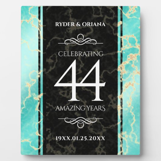44エレガントターコイズ結婚記念日 フォトプラーク (正面)