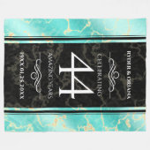 44エレガントターコイズ結婚記念日 フリースブランケット (正面(横))