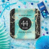 44エレガントターコイズ結婚記念日 ペーパープレート (パーティー)