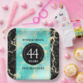 44エレガントターコイズ結婚記念日 ペーパープレート (パーティー)