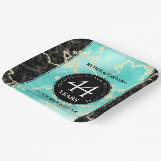 44エレガントターコイズ結婚記念日 ペーパープレート (傾斜あり)