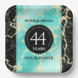 44エレガントターコイズ結婚記念日 ペーパープレート