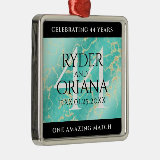 44エレガントターコイズ結婚記念日 メタルオーナメント (右)