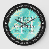 44エレガントターコイズ結婚記念日 ラージ壁時計 (正面)