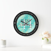 44エレガントターコイズ結婚記念日 ラージ壁時計 (ホーム)