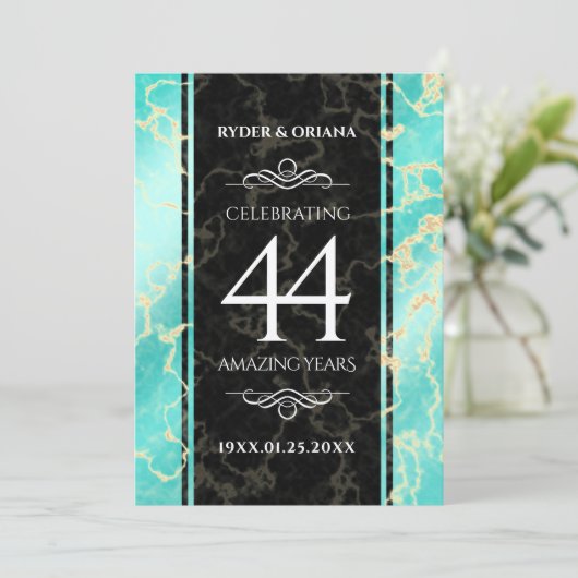 44エレガントターコイズ結婚記念日 招待状 (スタンド正面)