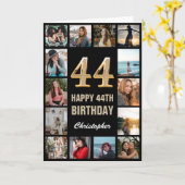 44ハッピーバースデーブラック・金ゴールドフォトコラージュ カード (黄色い花)