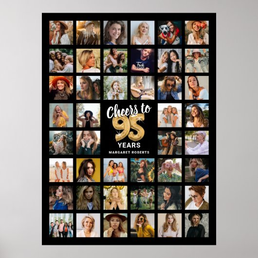 44枚のフォトコラージュ 95歳の誕生日 ポスター (正面)