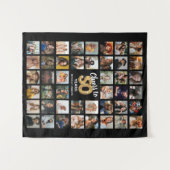 44枚の写真のコラージュ 50歳の誕生日 タペストリー (正面(横))