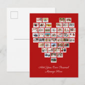 44枚の写真コラージュ オリジナルのメッセージを追加 ホワイトハート ポストカード (正面/裏面)