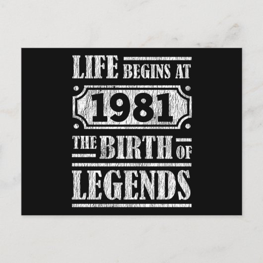 44歳の伝説の誕生日 1981年生まれ 44回目の誕生日 ポストカード (正面)