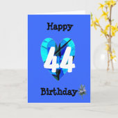 44歳の誕生日おめでとう ブルー カード (黄色い花)