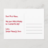 44歳の誕生日おめでとう:楽しいハート柄、虹44 ポストカード (裏面)