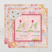 44歳の誕生日パーティーのスクラップブッキングスタイル 招待状 (正面/裏面)