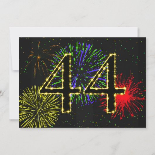 44歳の誕生日パーティーの招待 招待状 (正面)