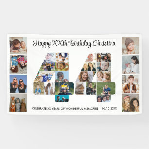 44歳の誕生日パーティーナンバー44フォトコラージュ 横断幕