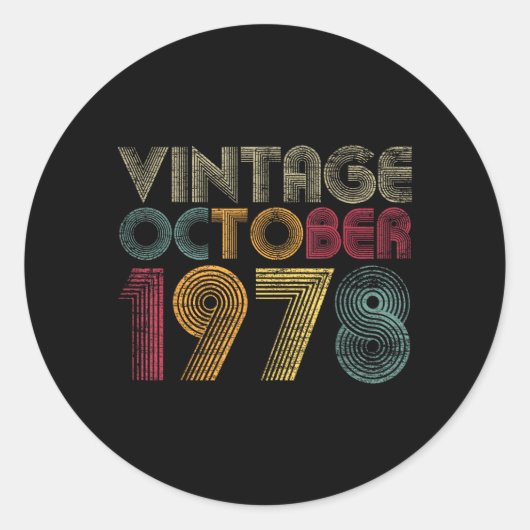 44歳の誕生日プレゼント - 1978年10月当時もの ラウンドシール (正面)