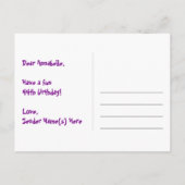 44歳の誕生日：ピンクのストライプとハート、レインボー44 ポストカード (裏面)