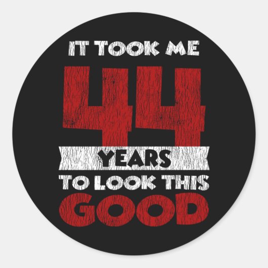 44歳Bday良い44誕生日見た ラウンドシール (正面)