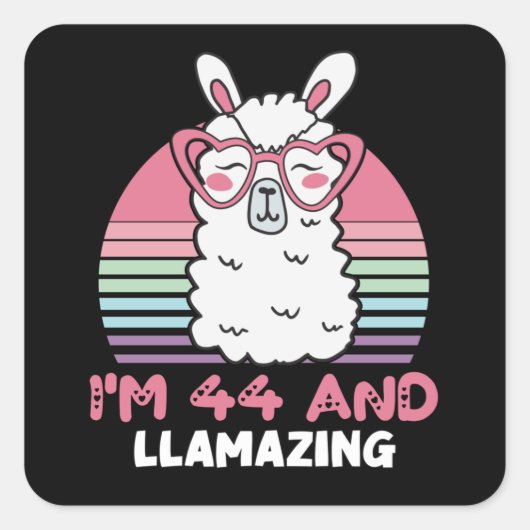 44歳Bday Llamazing 44th誕生日Llama スクエアシール (正面)
