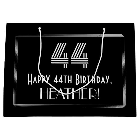 44番目の誕生日:インスパイアアールデコの「44」の外観と名前 ラージペーパーバッグ (正面)