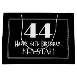 44番目の誕生日:インスパイアアールデコスタイル「44」、名前 ラージペーパーバッグ