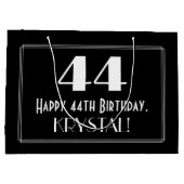 44番目の誕生日:インスパイアアールデコスタイル「44」、名前 ラージペーパーバッグ (裏面)
