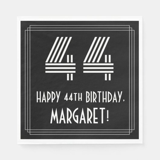 44番目の誕生日:インスパイアアールデコ検索"44" +名前 スタンダードランチョンナプキン (正面)