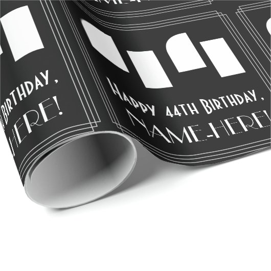 44番目の誕生日:インスパイアアールデコ検索"44" & Name ラッピングペーパー (ロールコーナー)
