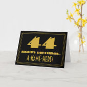 44番目の誕生日：名前+アールデコインスパイア「44」を見る カード (黄色い花)