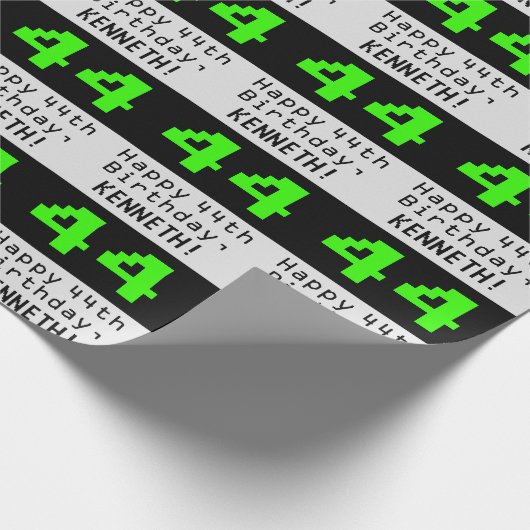 44番目の誕生日- Nerdy / オタク系のスタイル"44"と名前 ラッピングペーパー (角)