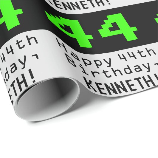 44番目の誕生日- Nerdy / オタク系のスタイル"44"と名前 ラッピングペーパー (ロールコーナー)