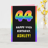 44誕生日カラフル：レインボー# 44、名前をカスタムする カード (黄色い花)