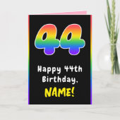 44誕生日カラフル:レインボー# 44、名前をカスタムする カード (正面)